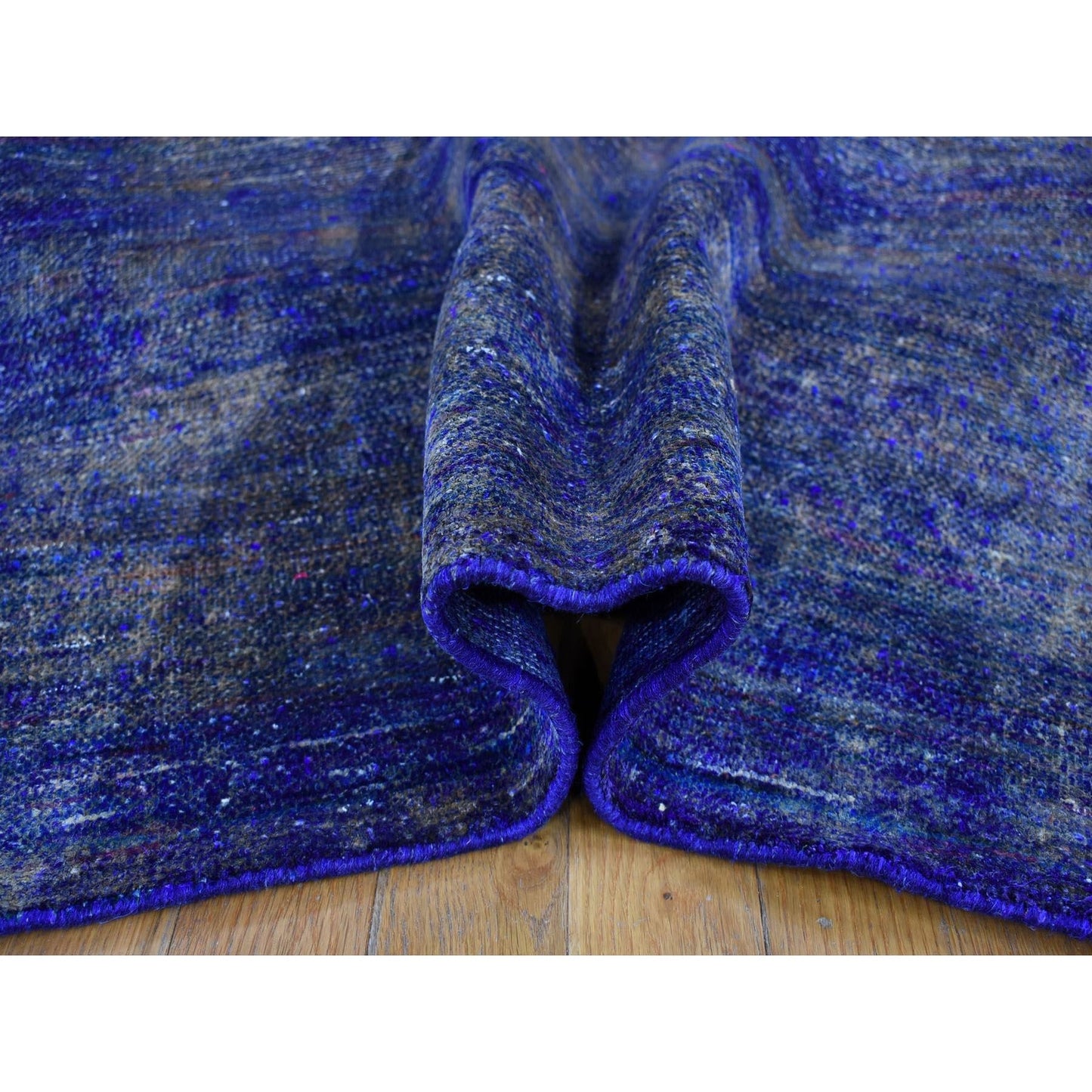 8'9"X12' Purple With Gold Modern Design Sari Silk Hand Knotted Rug