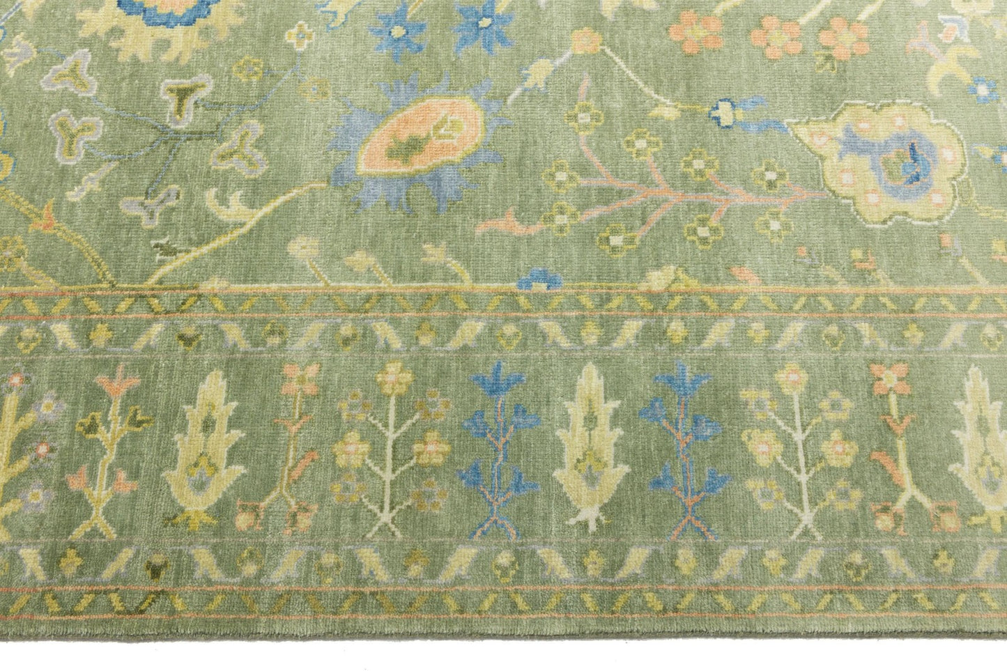 Large Handmade Olive Green Chobi Wool Tree of Life Rug 8X10 ft