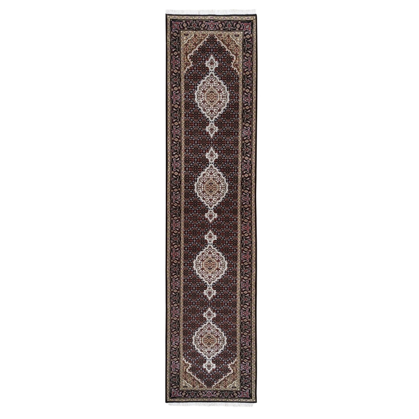 2'7"X11'10" Fish Design Tebraz Mahi Handknotted Wool-Silk Runner Rug