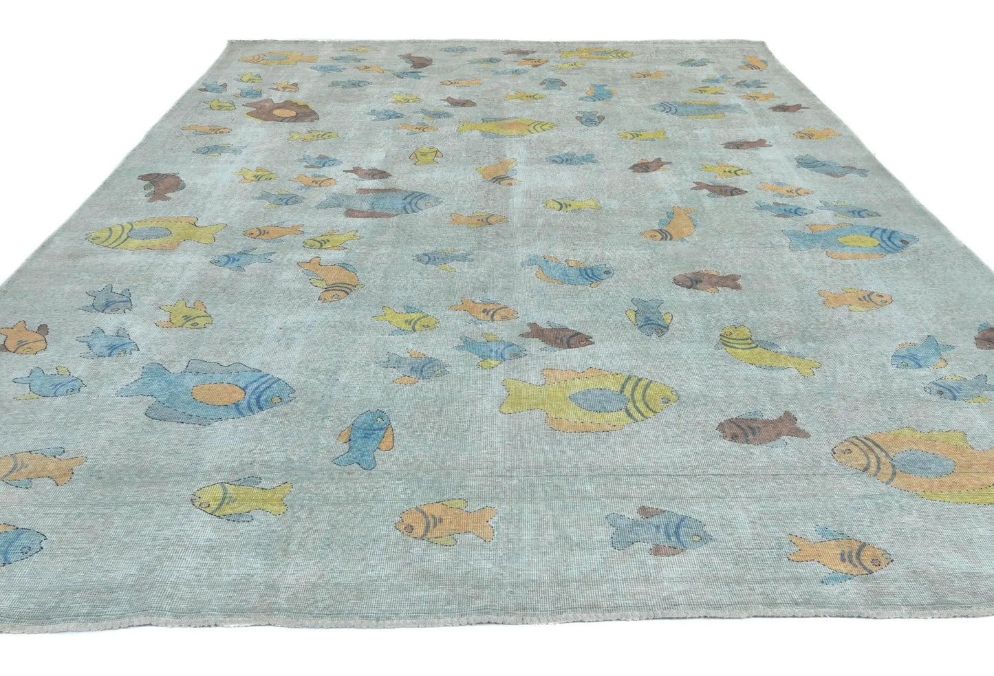 Distressed Vintage Antique Oriental Rug Beige