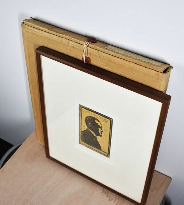 Cyril Edward Power (British) - Self Portrait 1926 Linocut Print Signed Framed