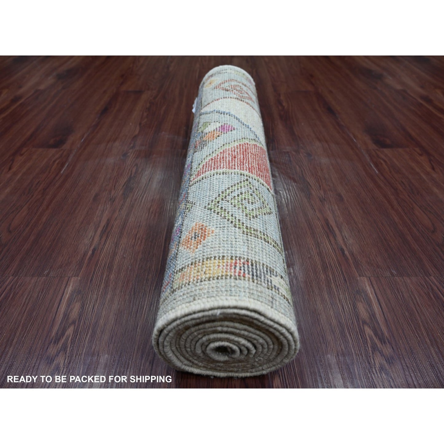 2'8"X11'8" Gray Rug Anatolian Village Inspired Hand Knotted Wool Runner