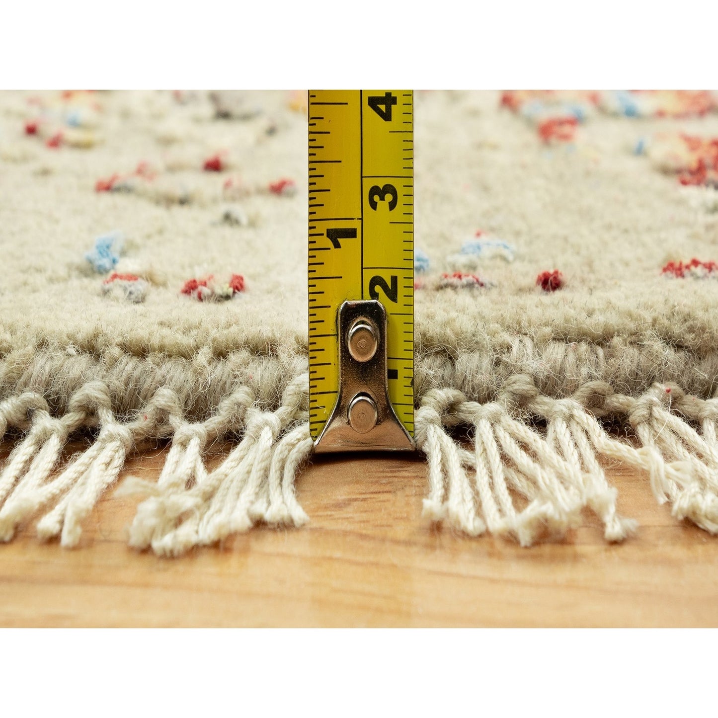 6'X6' Camel Wool And Silk Sunset Rosettes Hand Knotted Round Oriental Rug