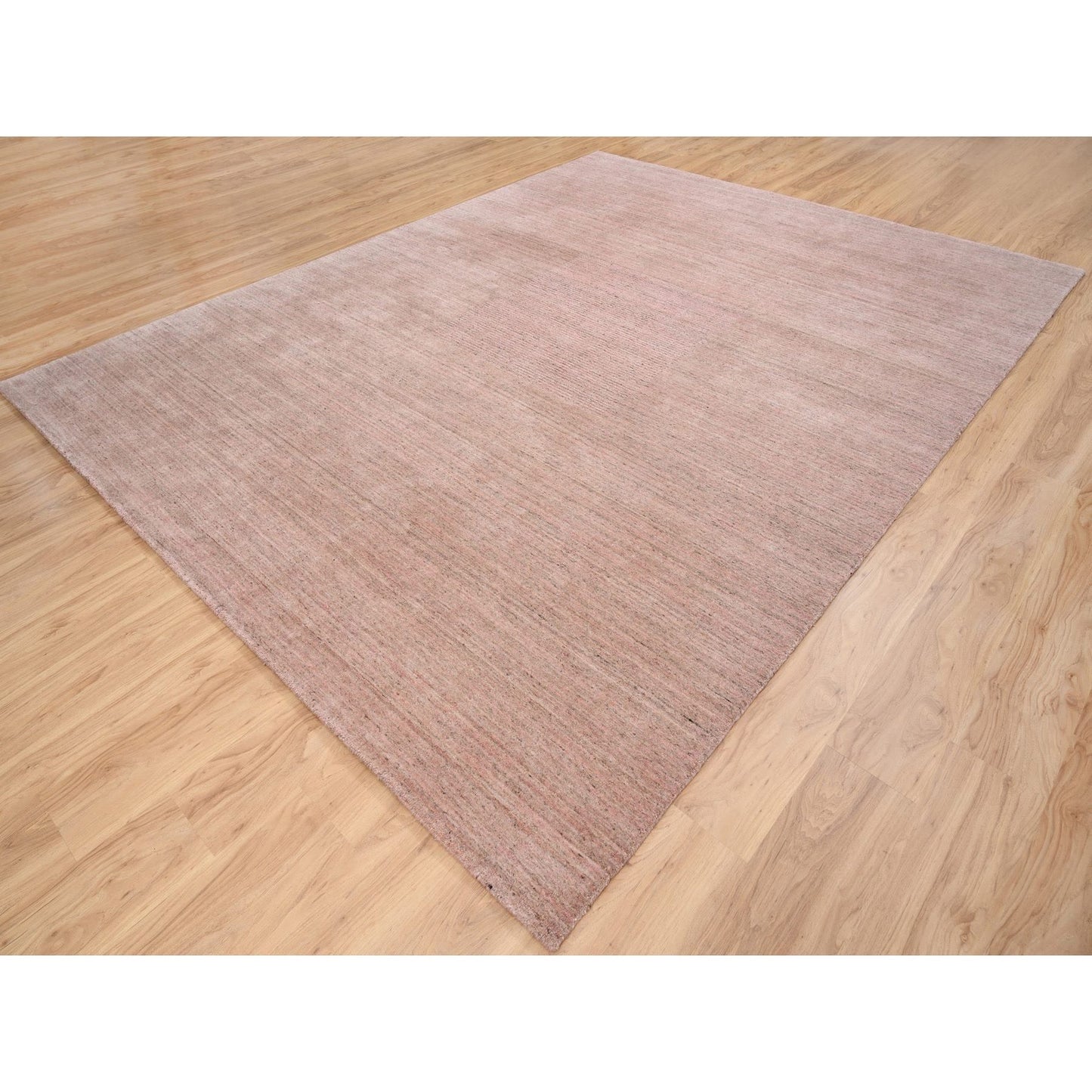 9'3"X12' Modern Design Hand Loomed Soft Wool Coral Pink Oriental Rug