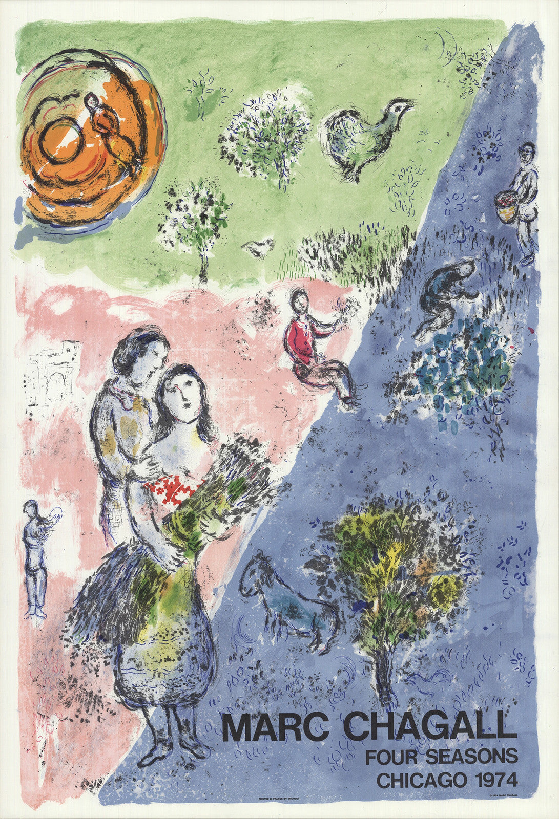 Marc Chagall The Four Seasons " Lithograph Modernism Blue, Green, O