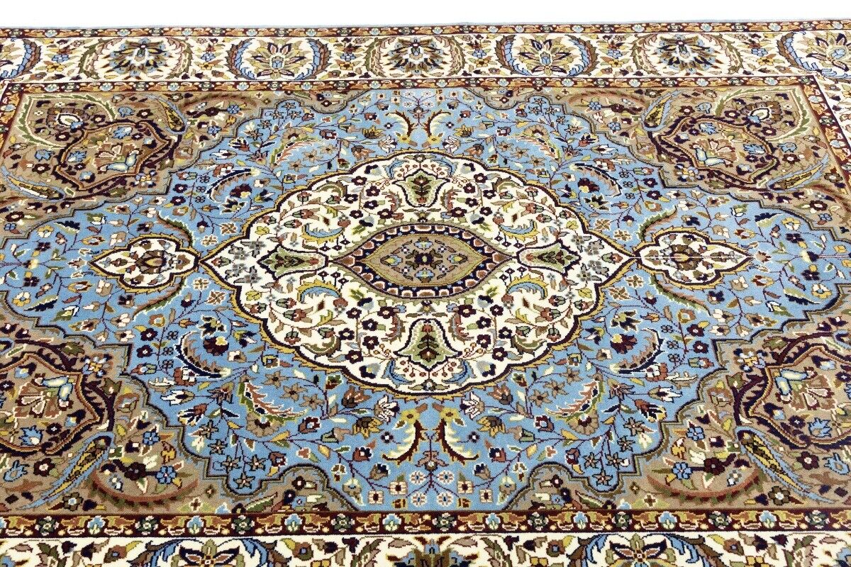 Hand-Knotted Kirman Oriental Rug 6X8 Ft Blue