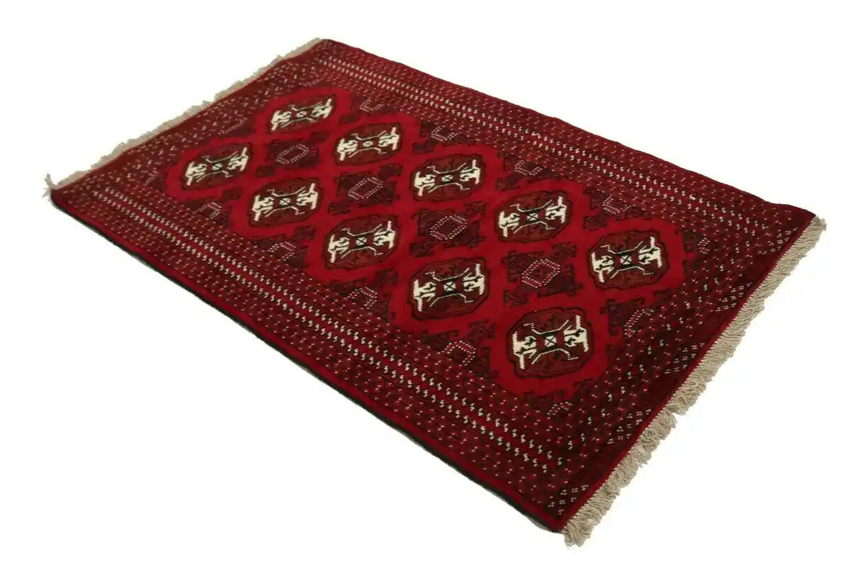 Handmade Wool Oriental Rug Red Tribal Geometric