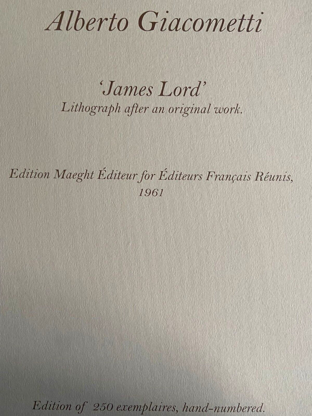 Alberto Giacometti Lithograph 1961 Maeght Coa Numbered Signed