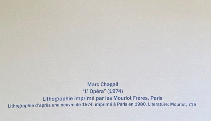 Marc Chagall Lithograph Mourlot Coa Signed Op 1974 Collection