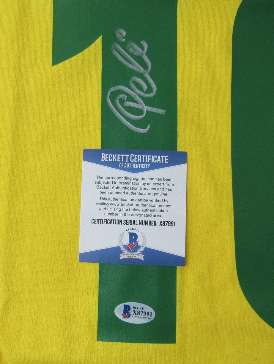 Pele Signed/Autographed Custom Gold Cbd Soccer Jersey Beckett 200971