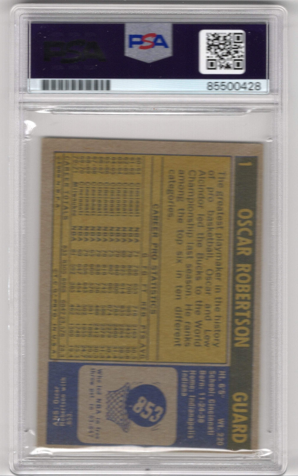 Oscar Robertson 1972 Autographed Topps #1 Psa Auto Grade Gem Mt 10 Card