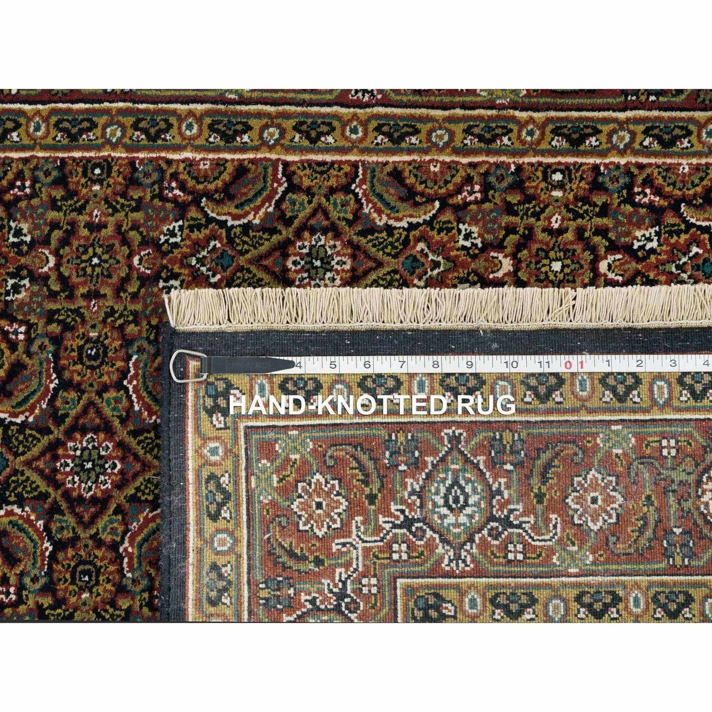 4'X6'2" Navy Blue Herrita Wool Hand Knotted 250 Kpsi Rug
