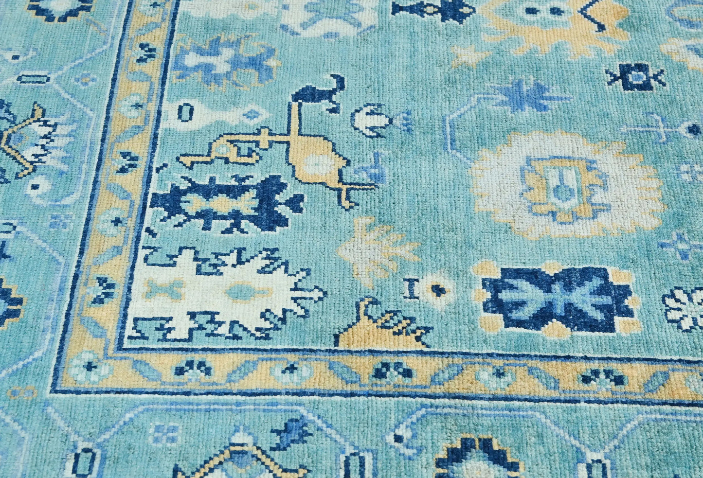 Handmade Blue Kazak Pakistan Rug Floral Modern