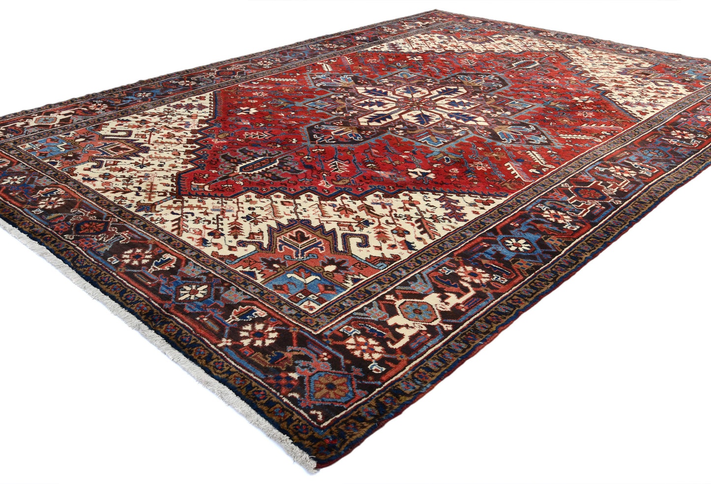 Red Serapi Oriental Rug Large Vintage Geometric