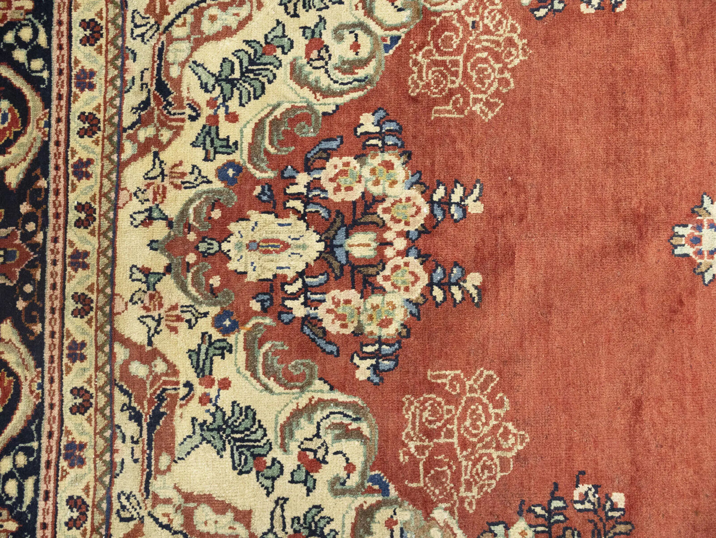 Semi-Antique Hand-Knotted Floral Rug Extra Large
