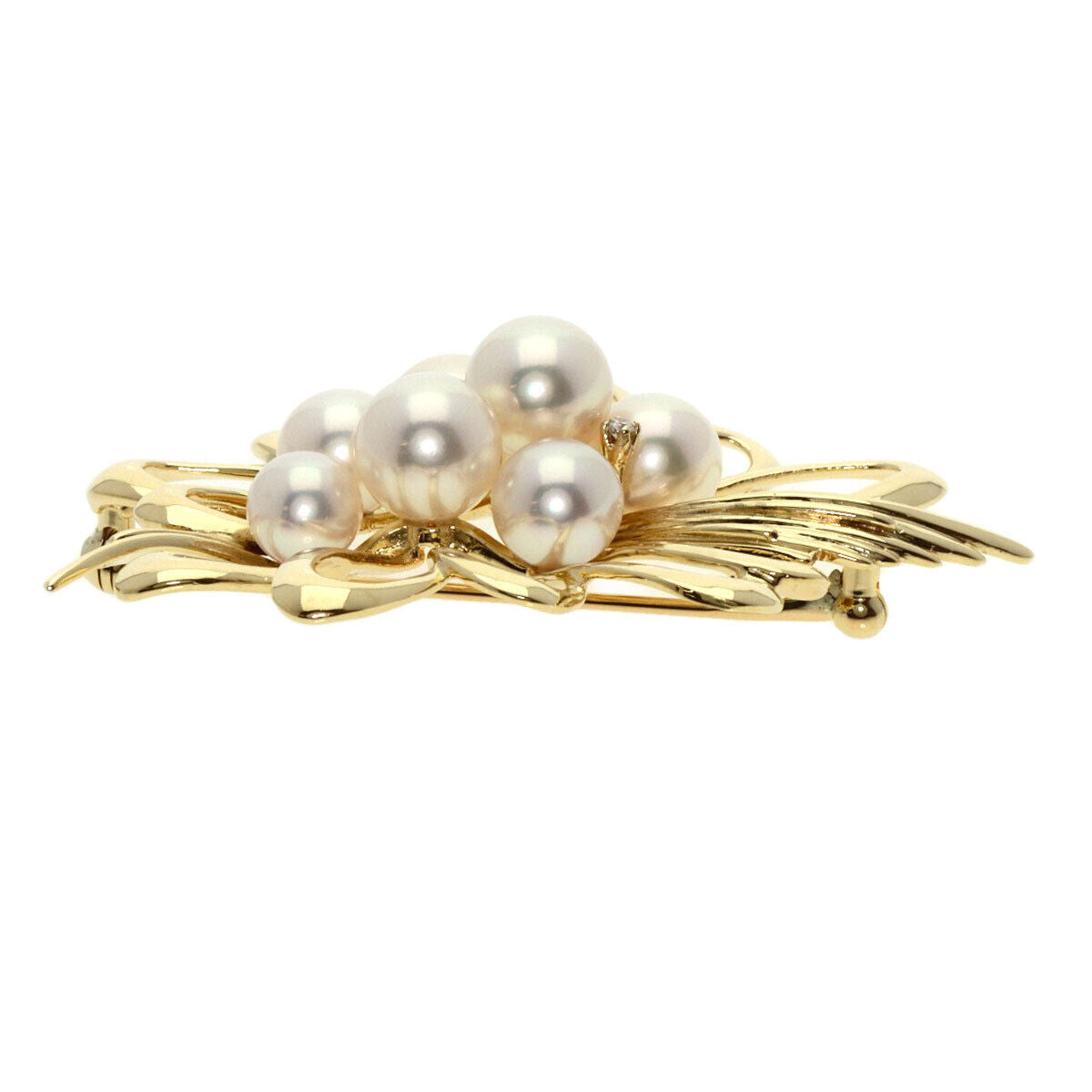 Mikimoto Brooch Pearl Pearl Diamond K14 Yellow
