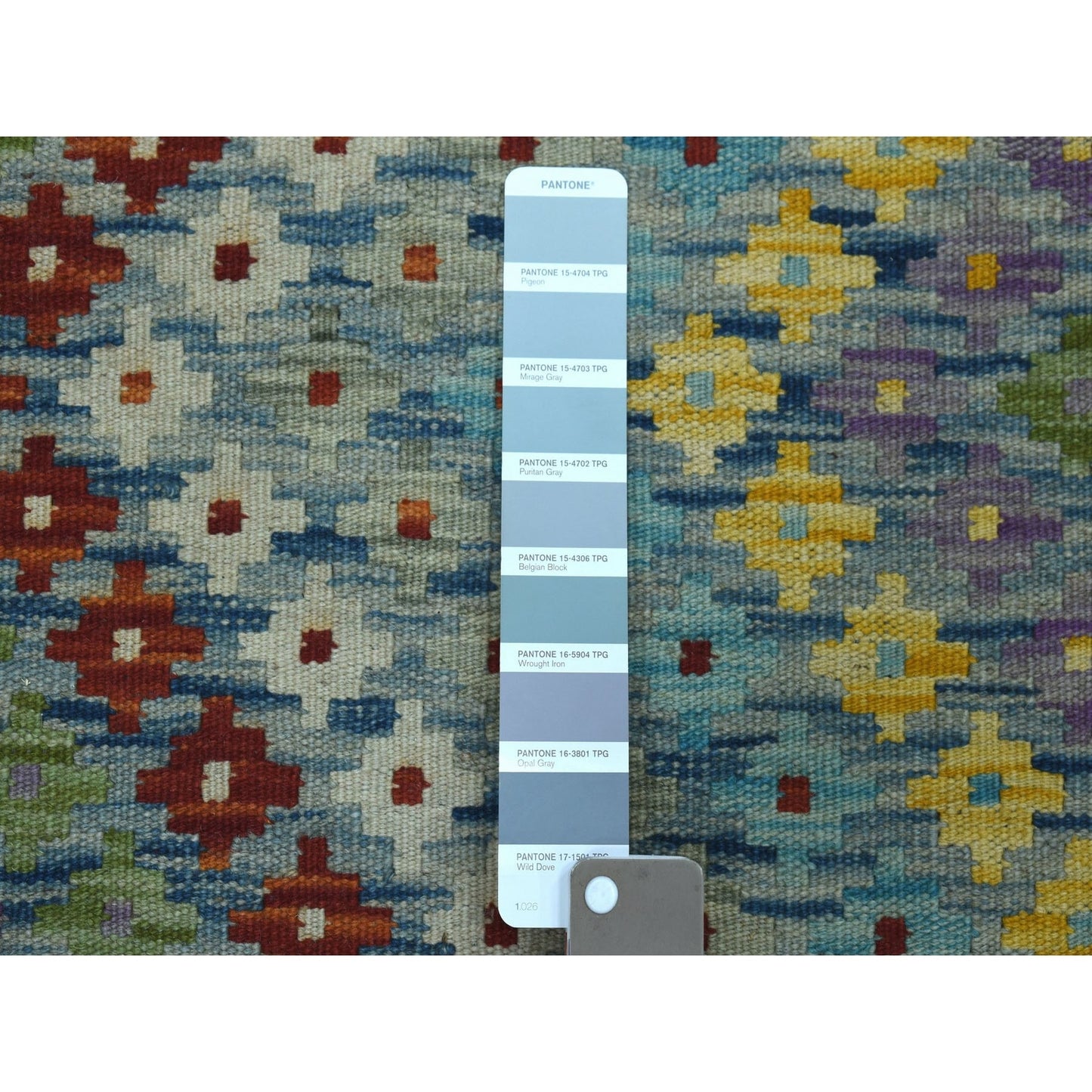 10'2"X13'4" Colorful Afghan Kilim Pure Wool Hand Woven Oriental Rug