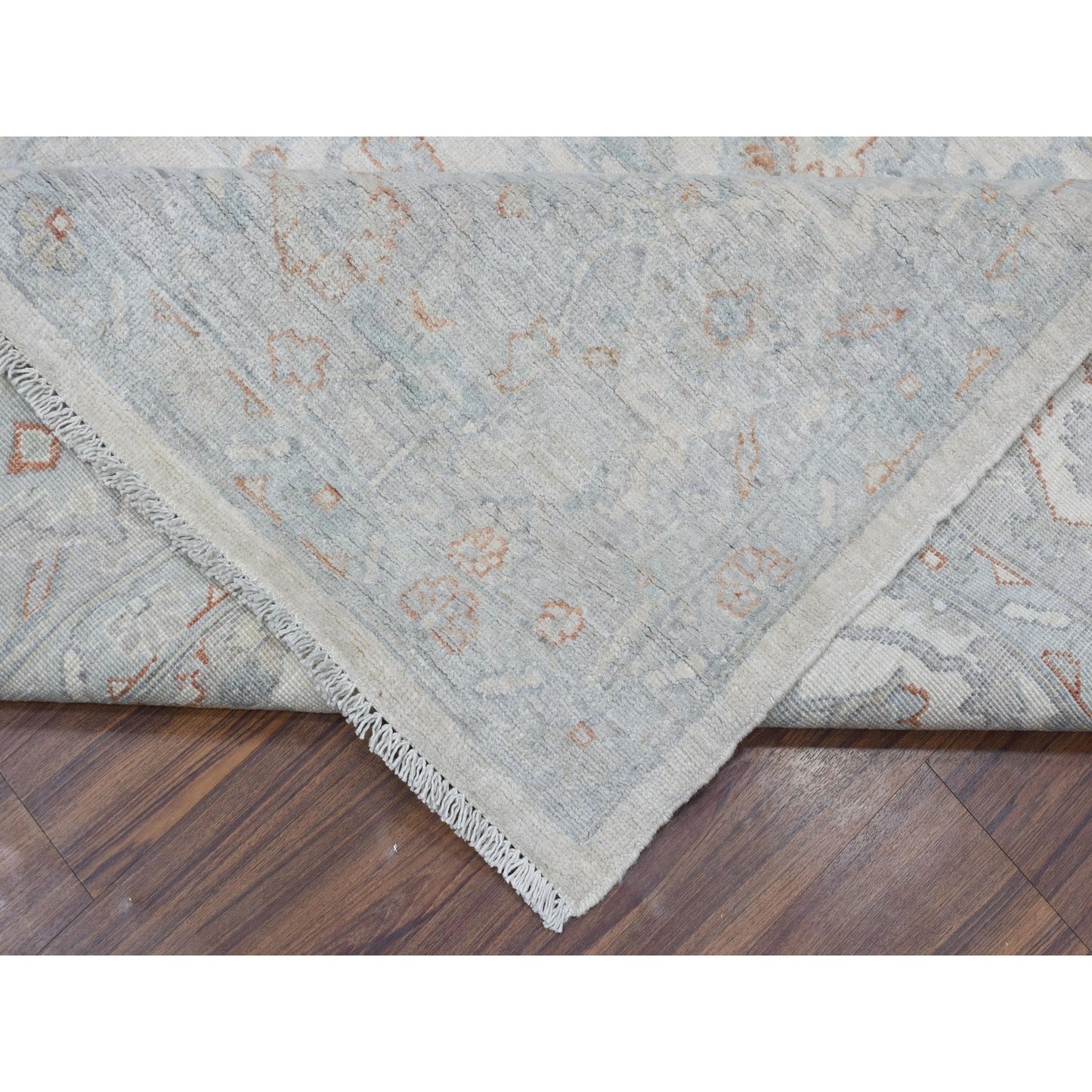 8'X9'9" White White Wash Peshawar Hand Knotted Natural Wool Oriental Rug