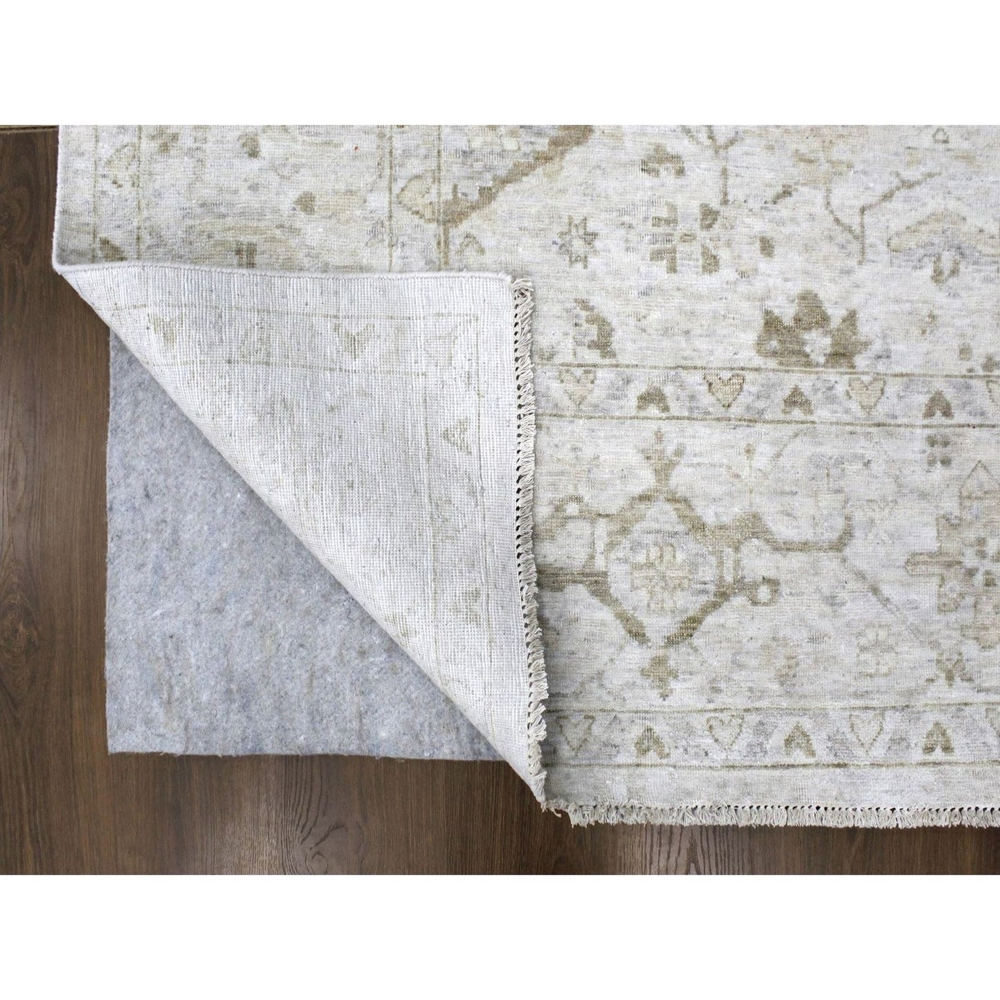 9'X12' Gray Vintage Tebraz All Over Design Hand Knotted Oxidized Wool Rug