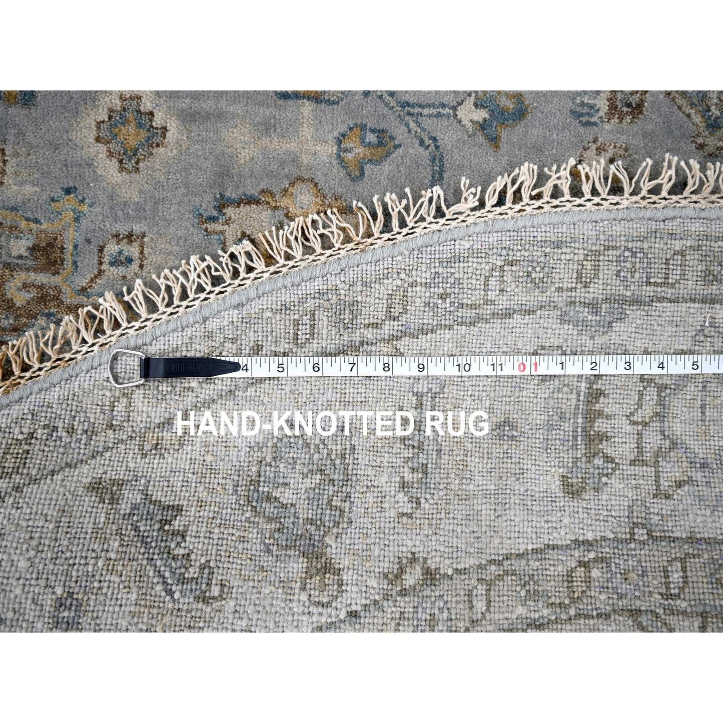 6'X6' Lavender Gray Hand Knotted Karajeh Design Wool Round Rug