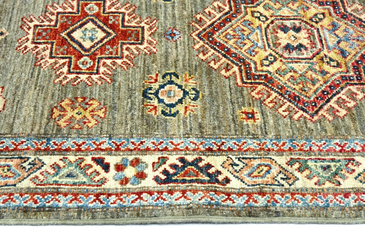 Kazak Oriental Runner Rug Geometric Design