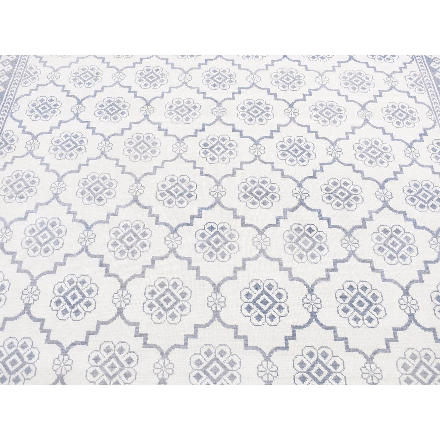8'1"X10'2" Ivory Agra Mughal Dynasty Design Cotton Hand Knotted Rug