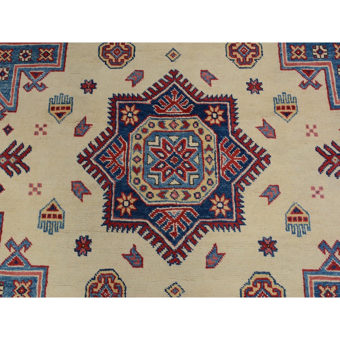 8'8"X12' Ivory Special Kazak Pure Wool Hand Knotted Oriental Rug
