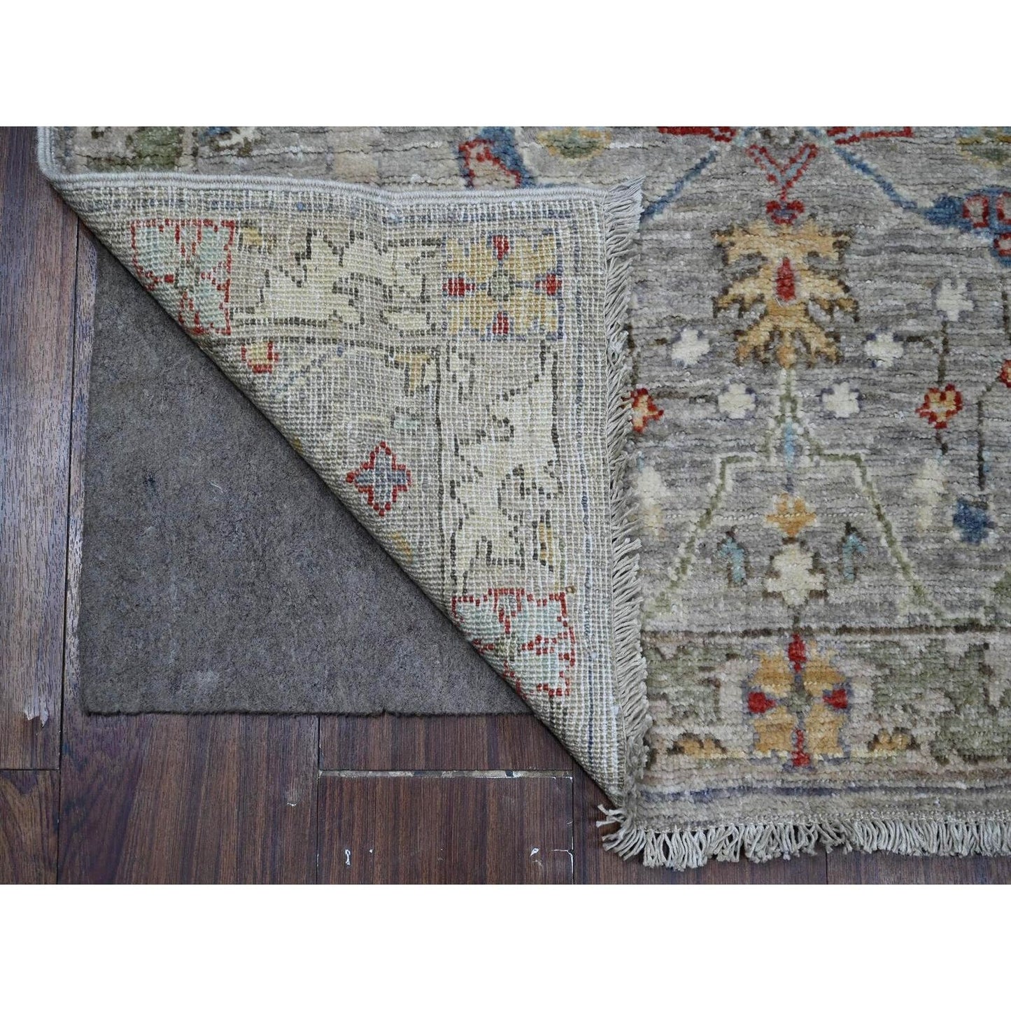 3'X11'7" Dorian Gray Bidjar Garus Hand Knotted Wool Runner Aryana Rug