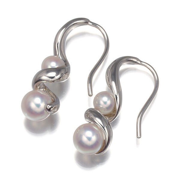 Mikimoto Earrings Akoya Pearl 3.5 - 3.8Mm Spiral Twist Hook 18K Wg
