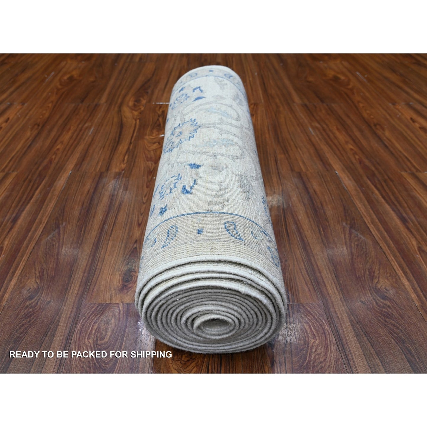 2'6"X19'5" Ivory Hand Knotted Wool White Wash Peshawar Xl Runner Rug
