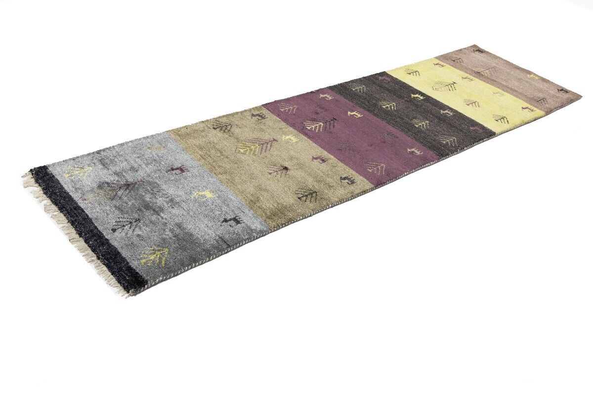 Handwoven Indo-Gabbeh Oriental Runner Rug