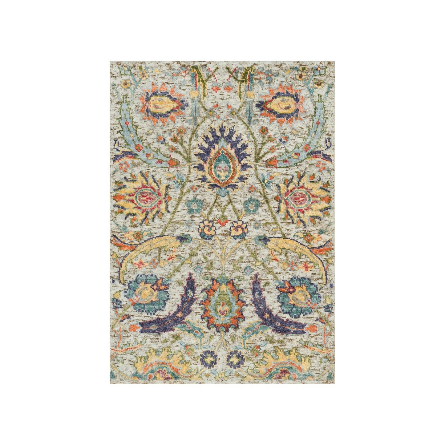 2'X3'1" Tan Sickle Leaf Hand Knotted Wool And Silk Oriental Mat Rug