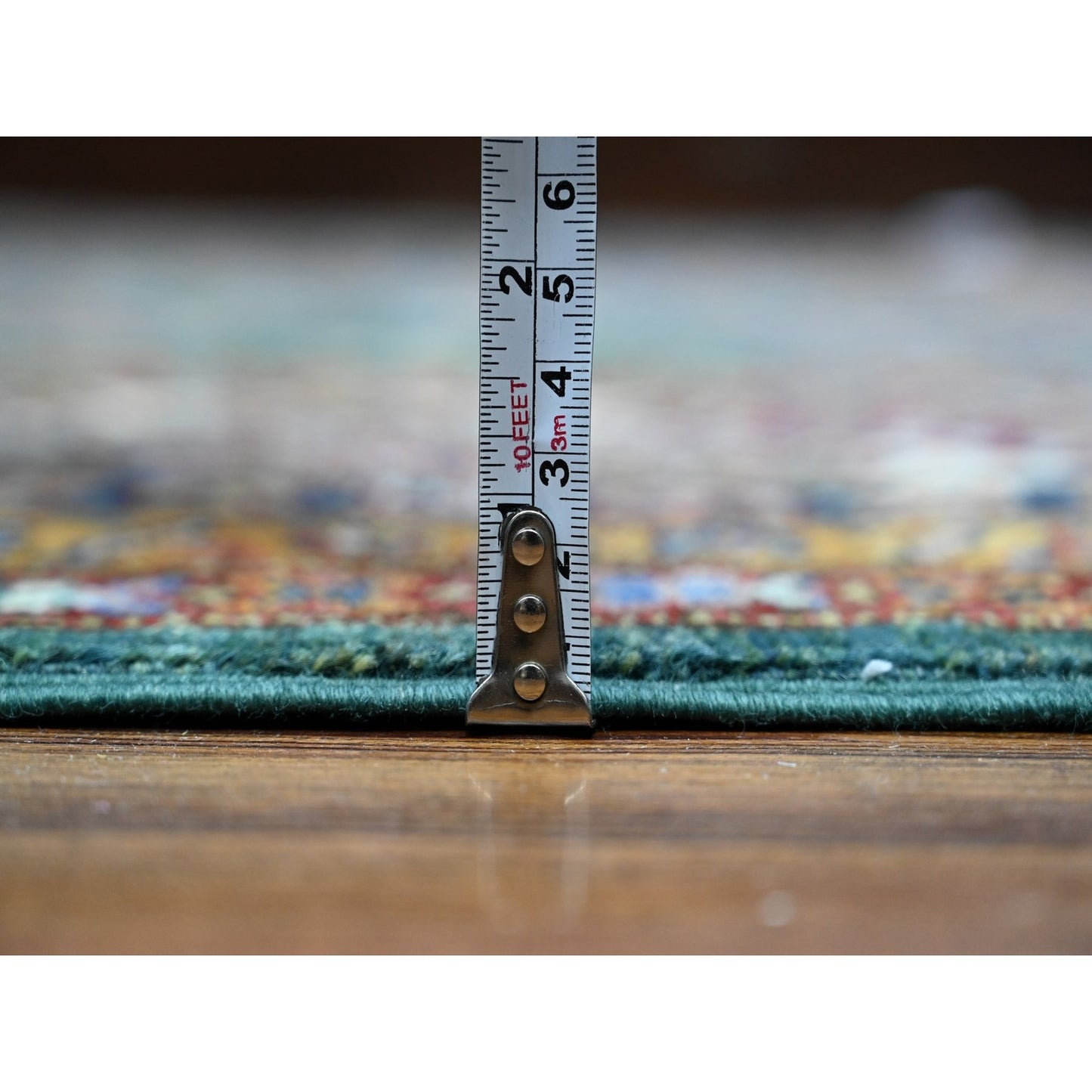 8'3"X10' Green Hand Knotted Super Kazak Tribal Elements Wool Oriental Rug