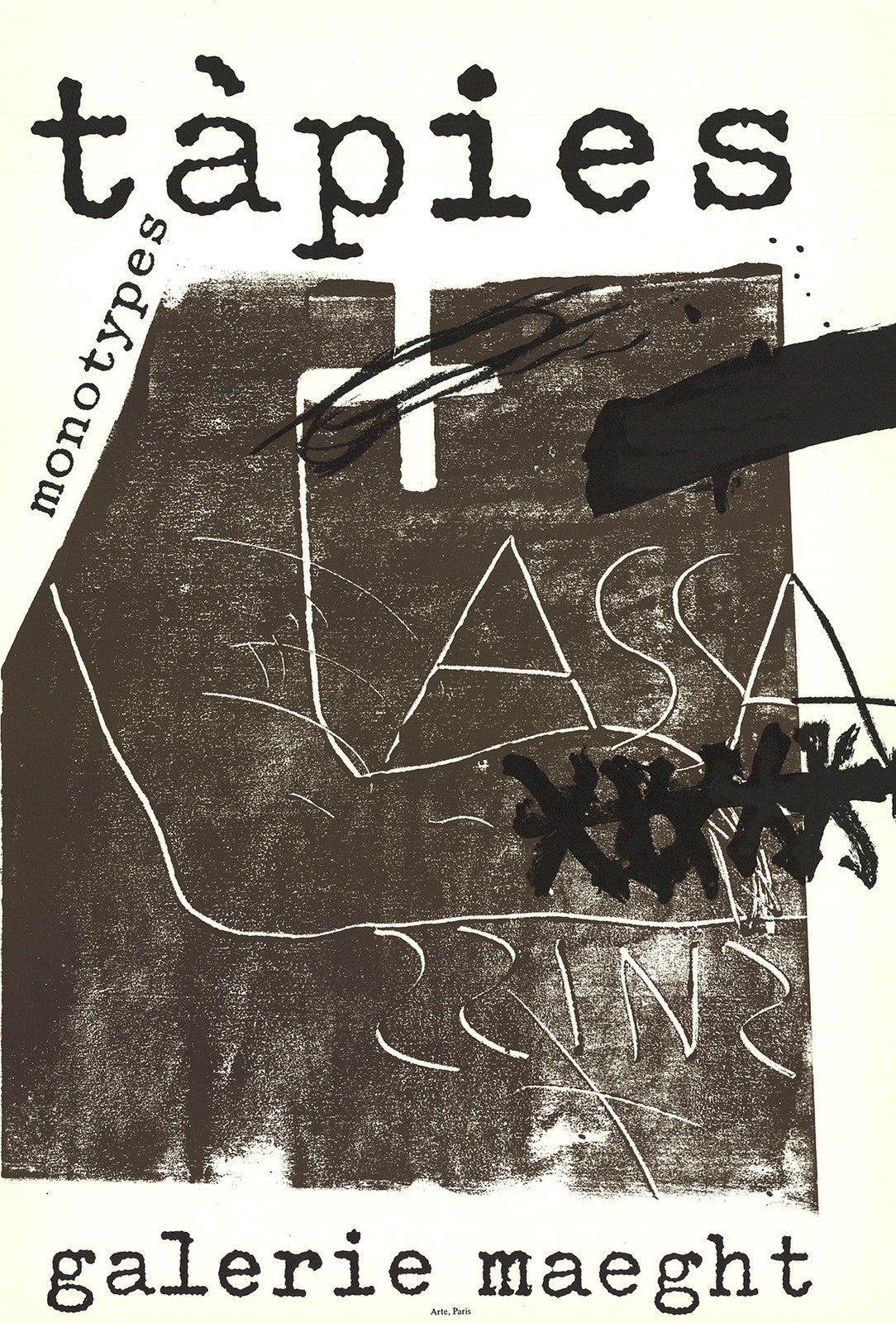 Antoni Tapies Monotypes " Lithograph Abstract Expressionist Brown