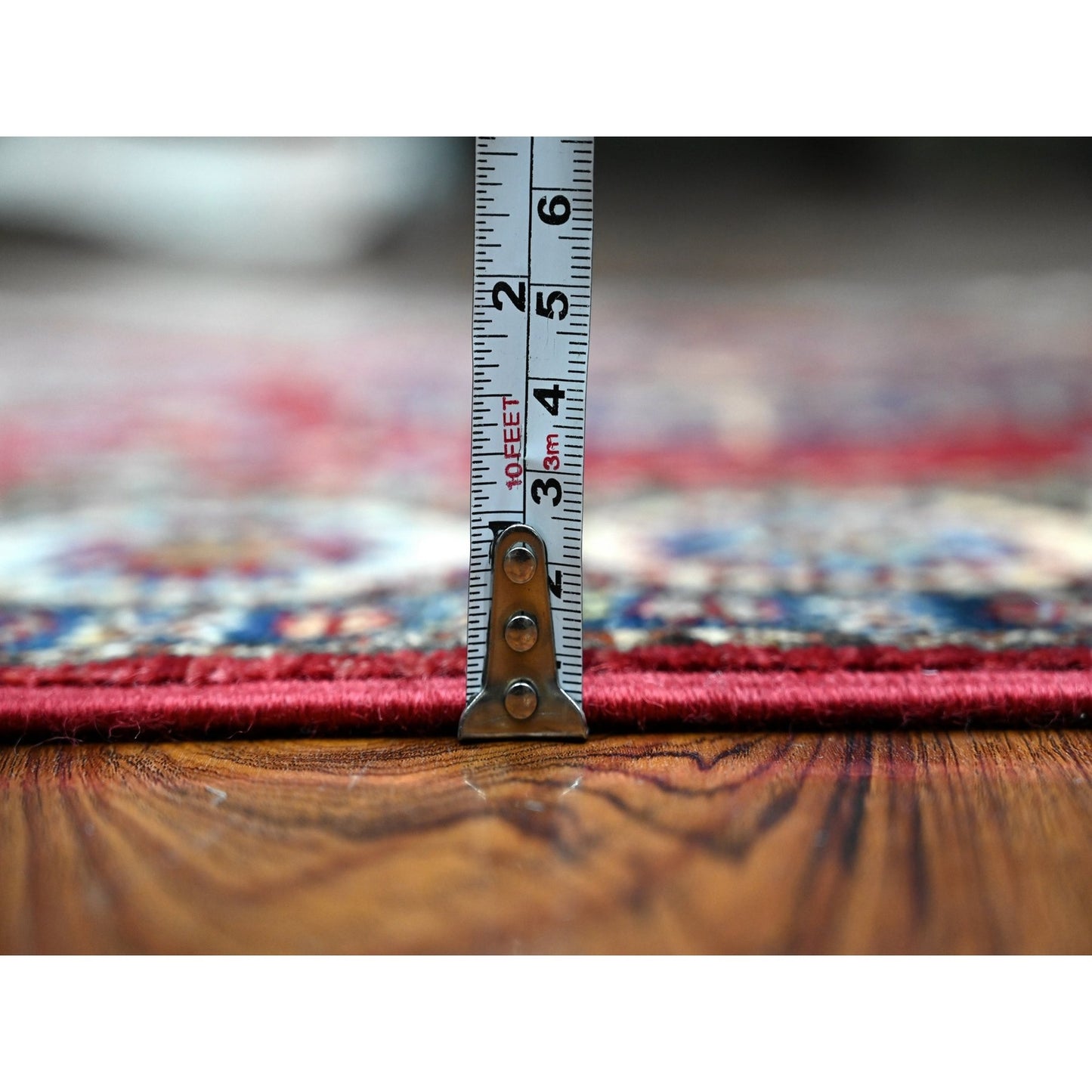 2'8"X7' Red Hand Knotted Super Kazak Geometric Wool Runner Oriental Rug