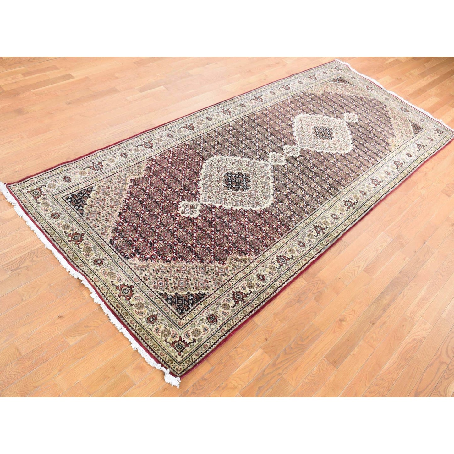 5'X12'9" Red Tebraz Mahi Pure Wool Hand Knotted Gallery Wide Runner Rug