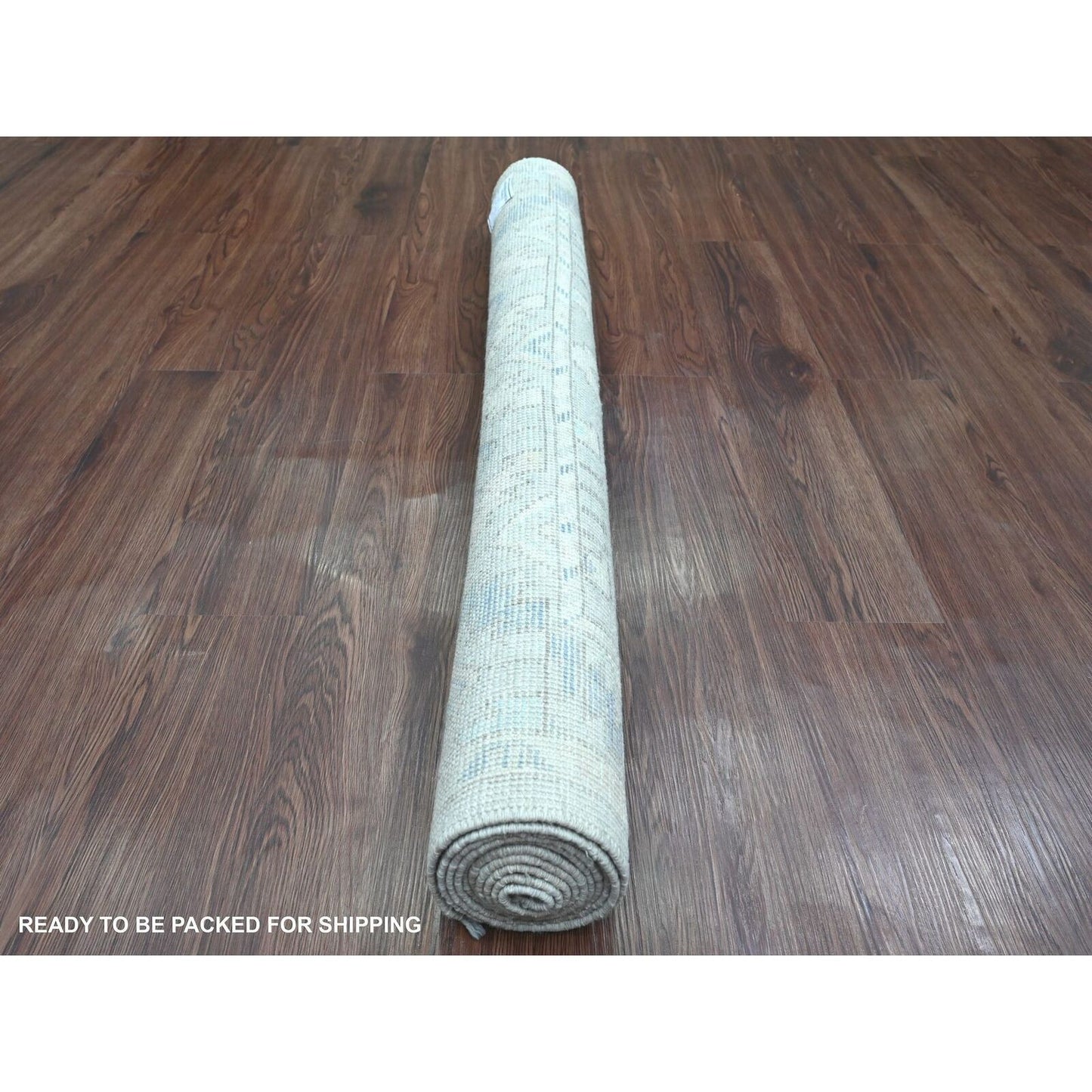 4'1"X8' Gray Anatolian Village Inspired Pure Wool Hand Knotted Runner Rug