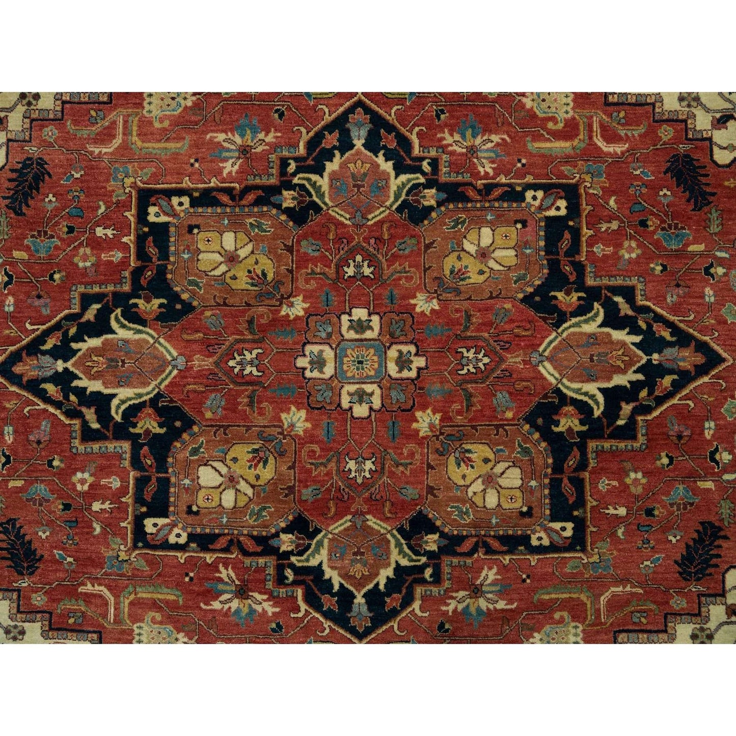 10'X10' Red Hand Knotted Heris Re-Creation Wool Square Oriental Rug