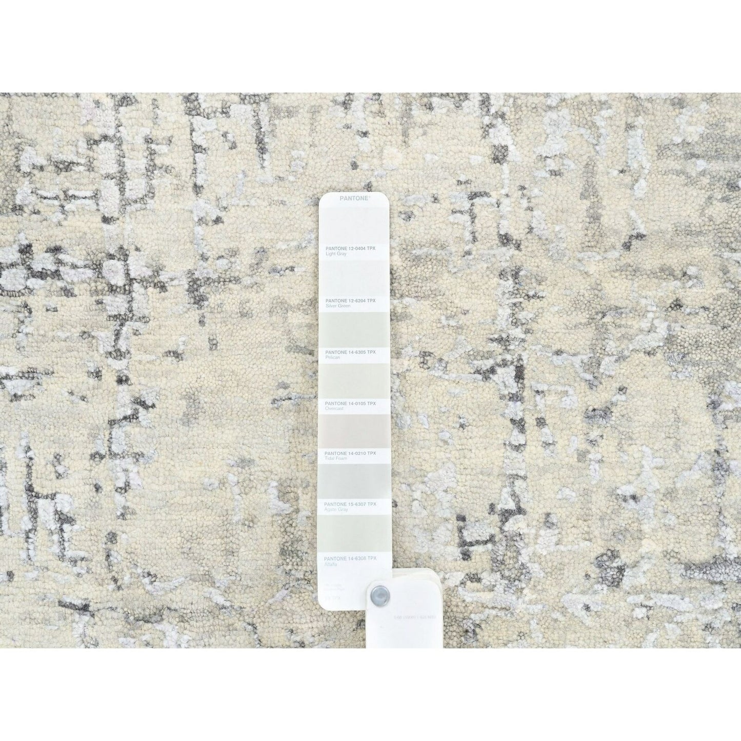 5'10"X5'10" Round Wool-Silk Abstract With Mosaic Design Hand Knotted Rug