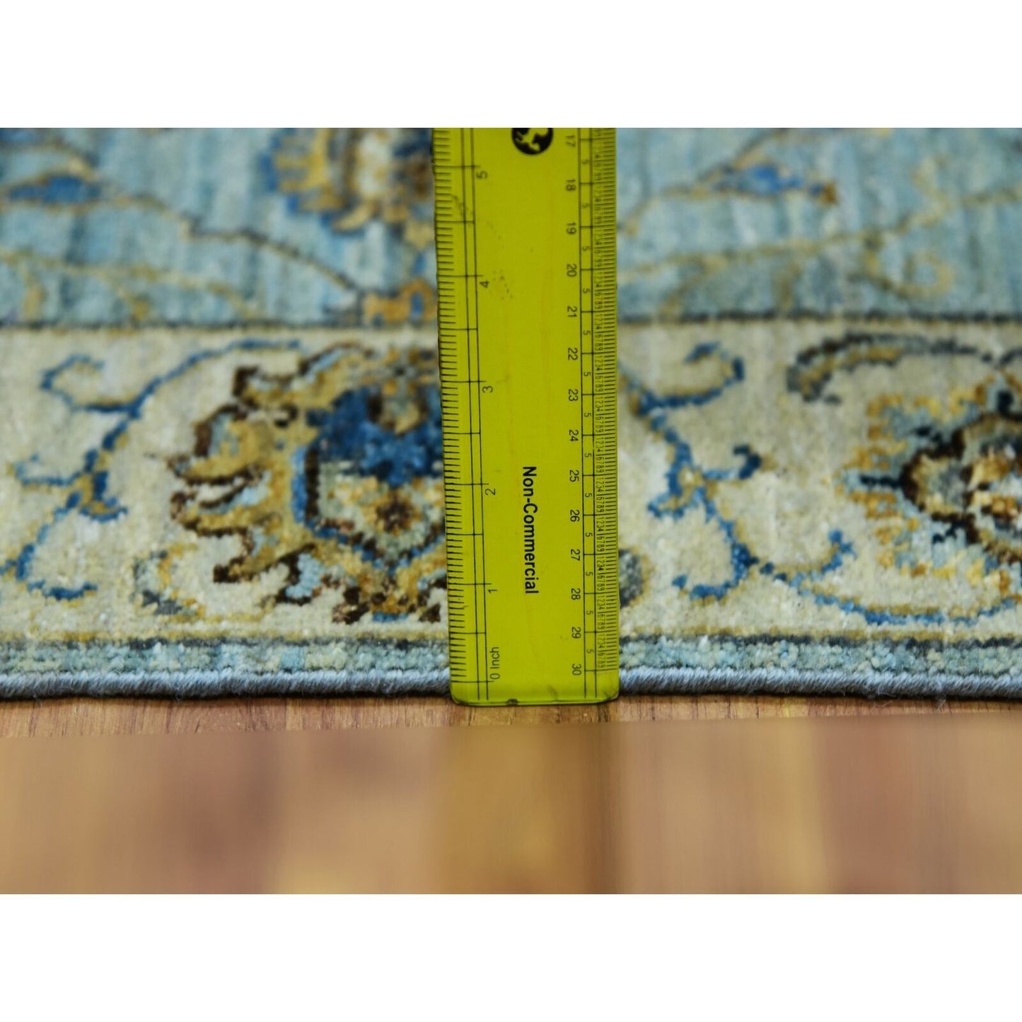 2'9"X24'3" Sapphire Blue Hand Knotted All Wool Shah Abbas Xl Runner Rug