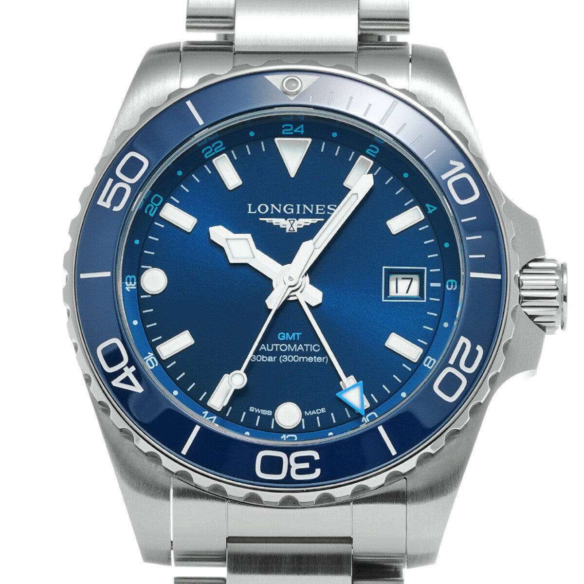 Longines Hydro Conquest Gmt L3.790.4.96.6 Blue Men'S Used Watch #2104