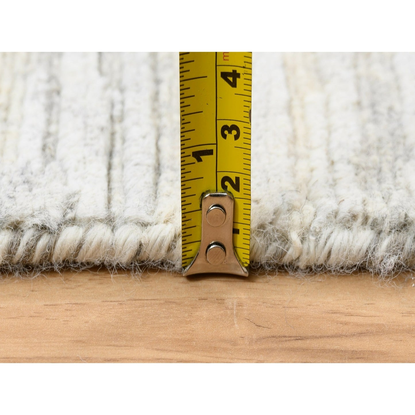 6'1"X11'10" Natural Wool Hand Knotted Ivory Modern Design Wide Runner Rug