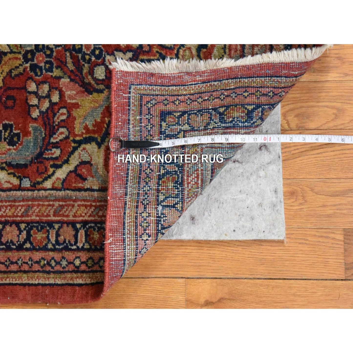 3'7"X15' Red Vintage Zoroastrian Saroogh Wool Hand Knotted Runner Rug