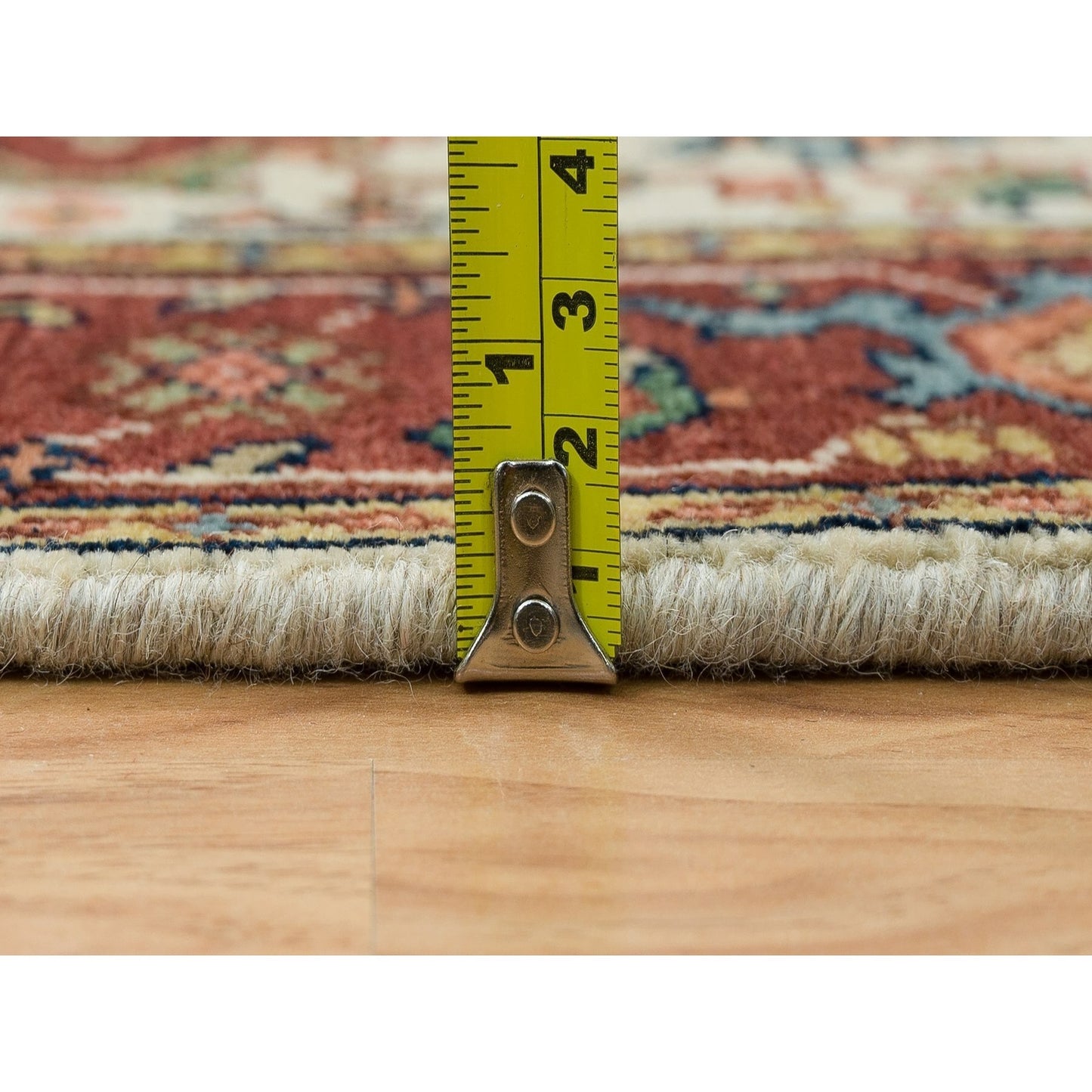 2'6"X18' Ivory Wool Heris Re-Creation Hand Knotted Xl Runner Oriental Rug