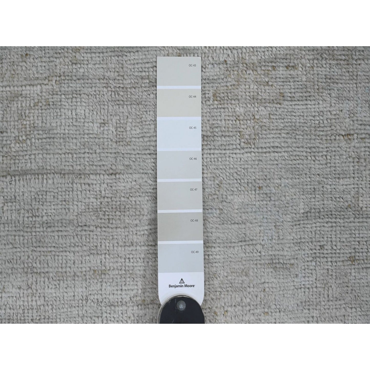 2'10"X11'10" Gray Hand Knotted Angora Oushak Leaf Design Wool Runner Rug