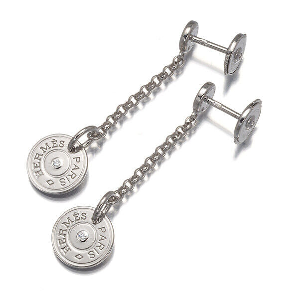 Hermes Earrings Gambade Diamond Clou De Selle 18K 750 White Gold