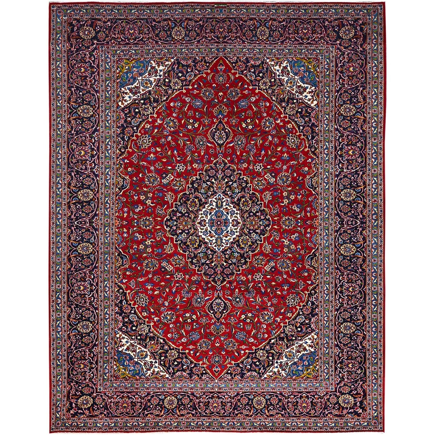 10'1"X13' Angels Red Hand Knotted Vintage Kishoon All Wool Oriental Rug