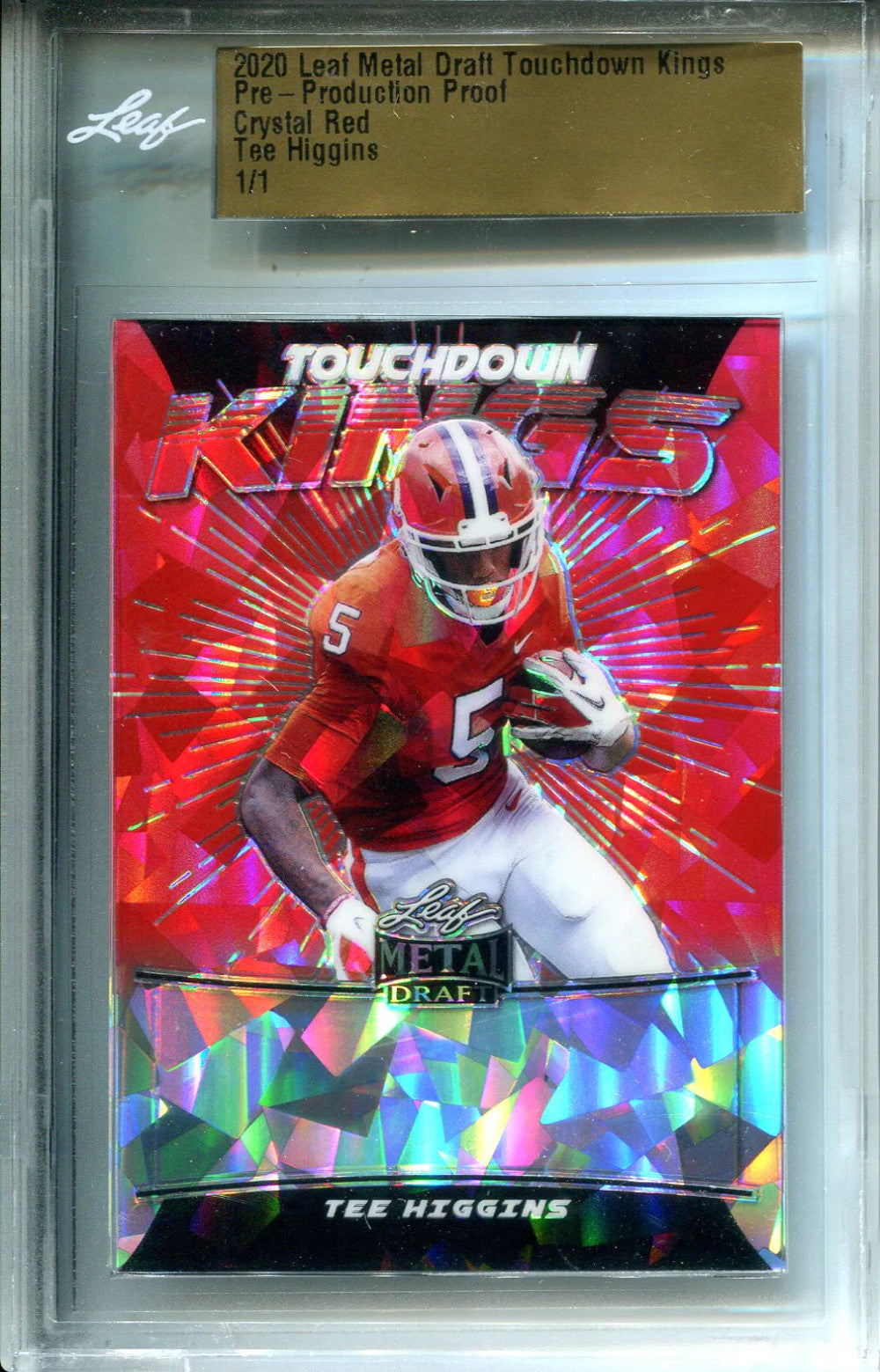 Tee Higgins 2020 Leaf Metal Draft Crystal Red