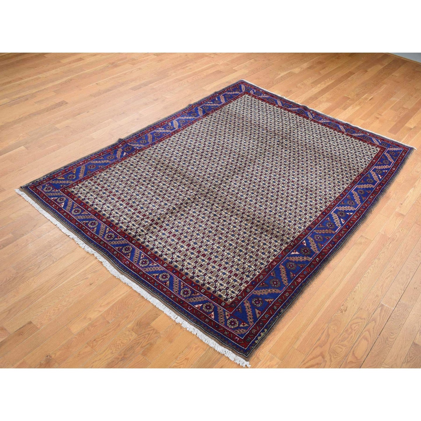 6'8"X9'1" Brown New Zoroastrian Serrib Pure Wool Hand Knotted Rug