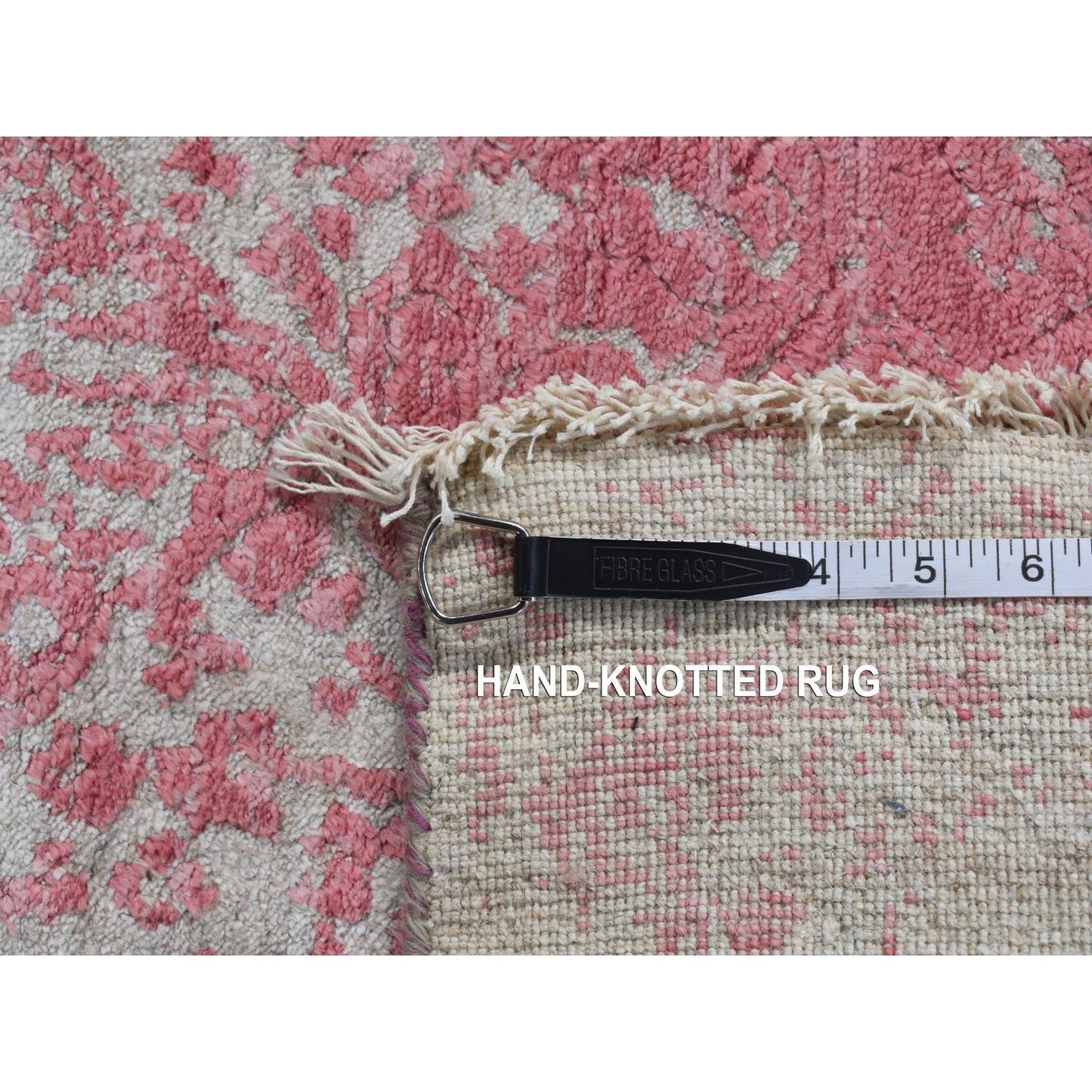 2'5"X15'7" Pink Zoroastrian Design Wool,Pure Silk Hand Knotted Runner Rug
